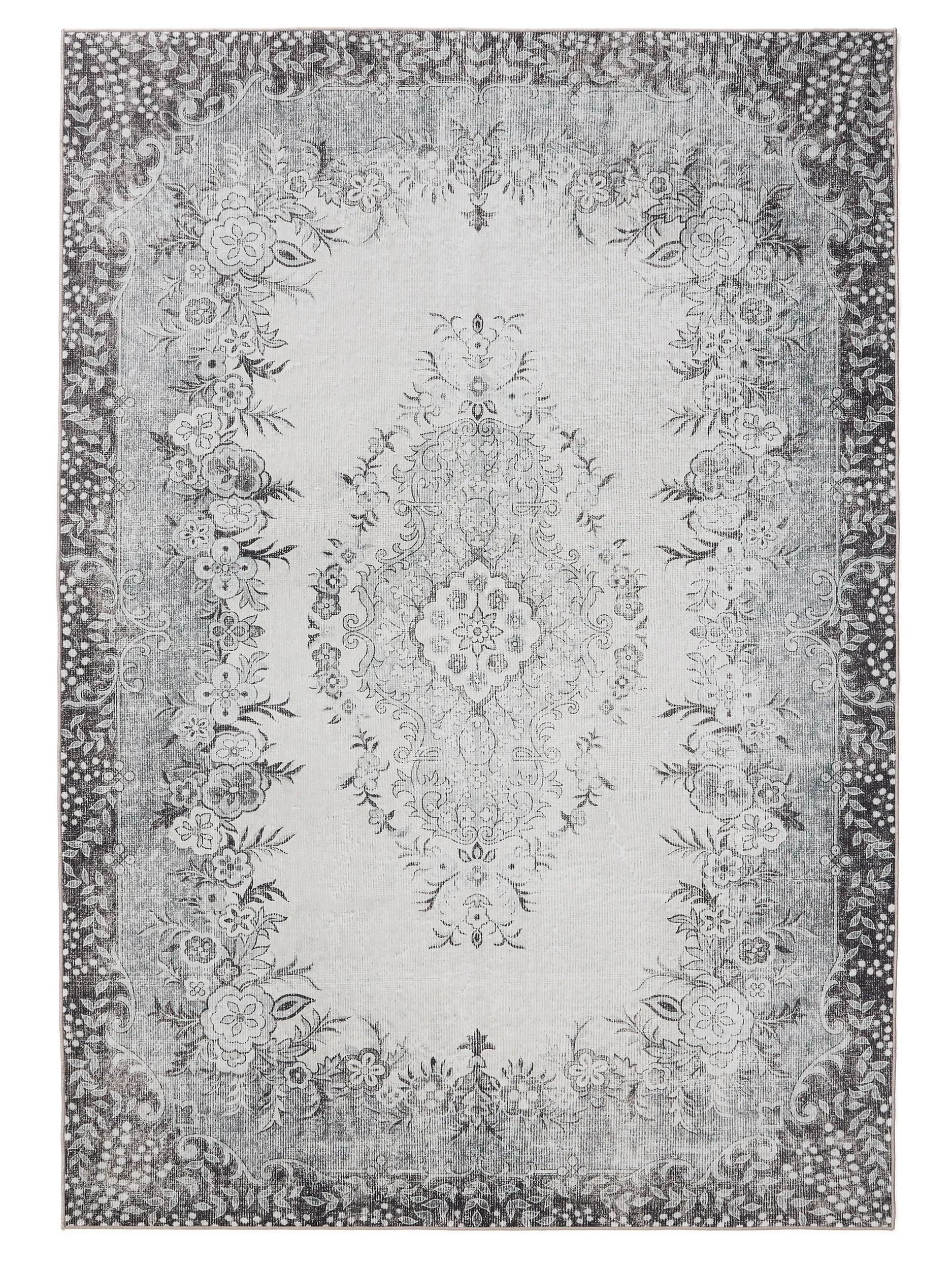 Waschbarer Teppich Gent Schwarz/Grau