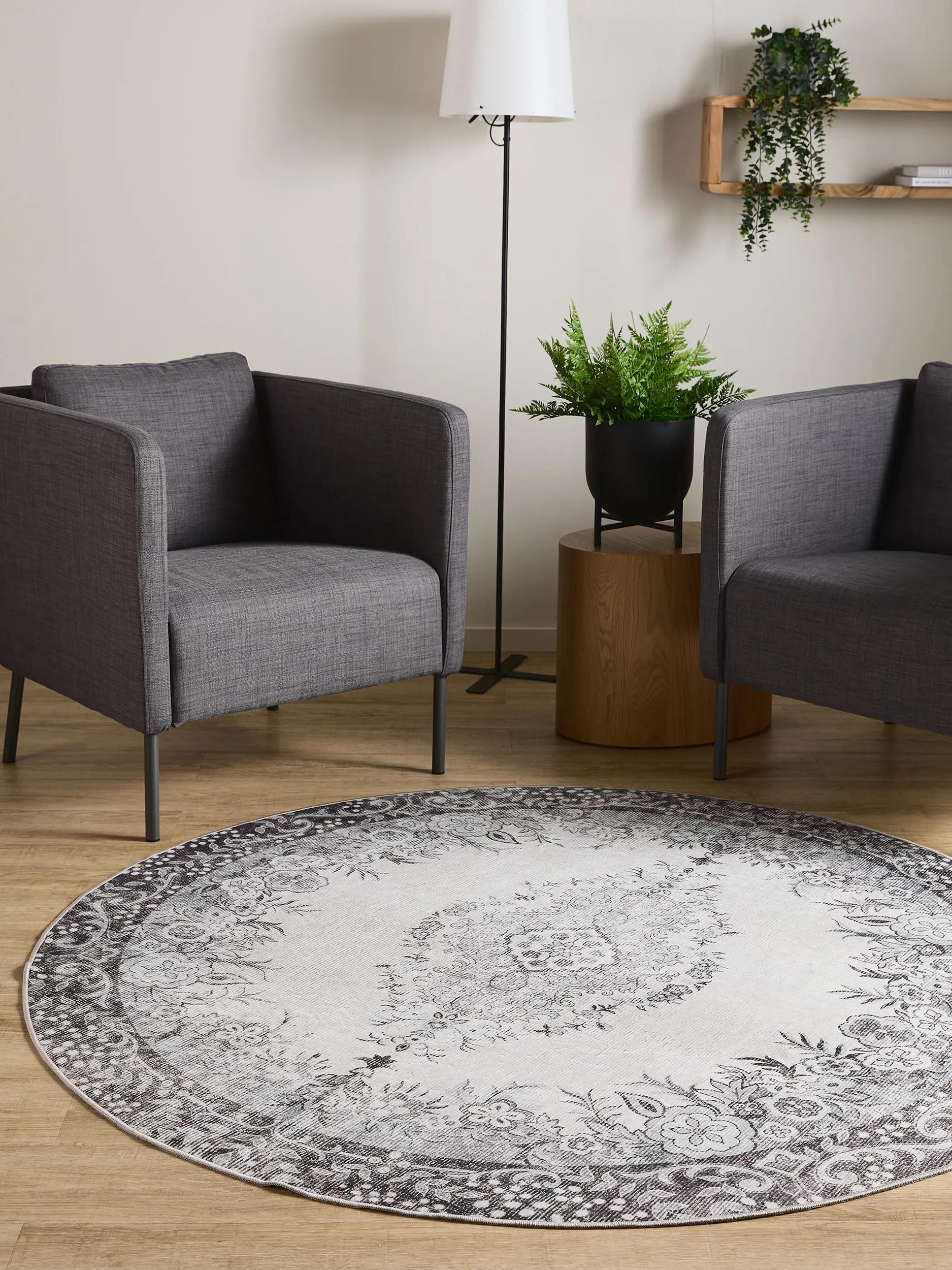 Waschbarer Teppich Gent Schwarz/Grau