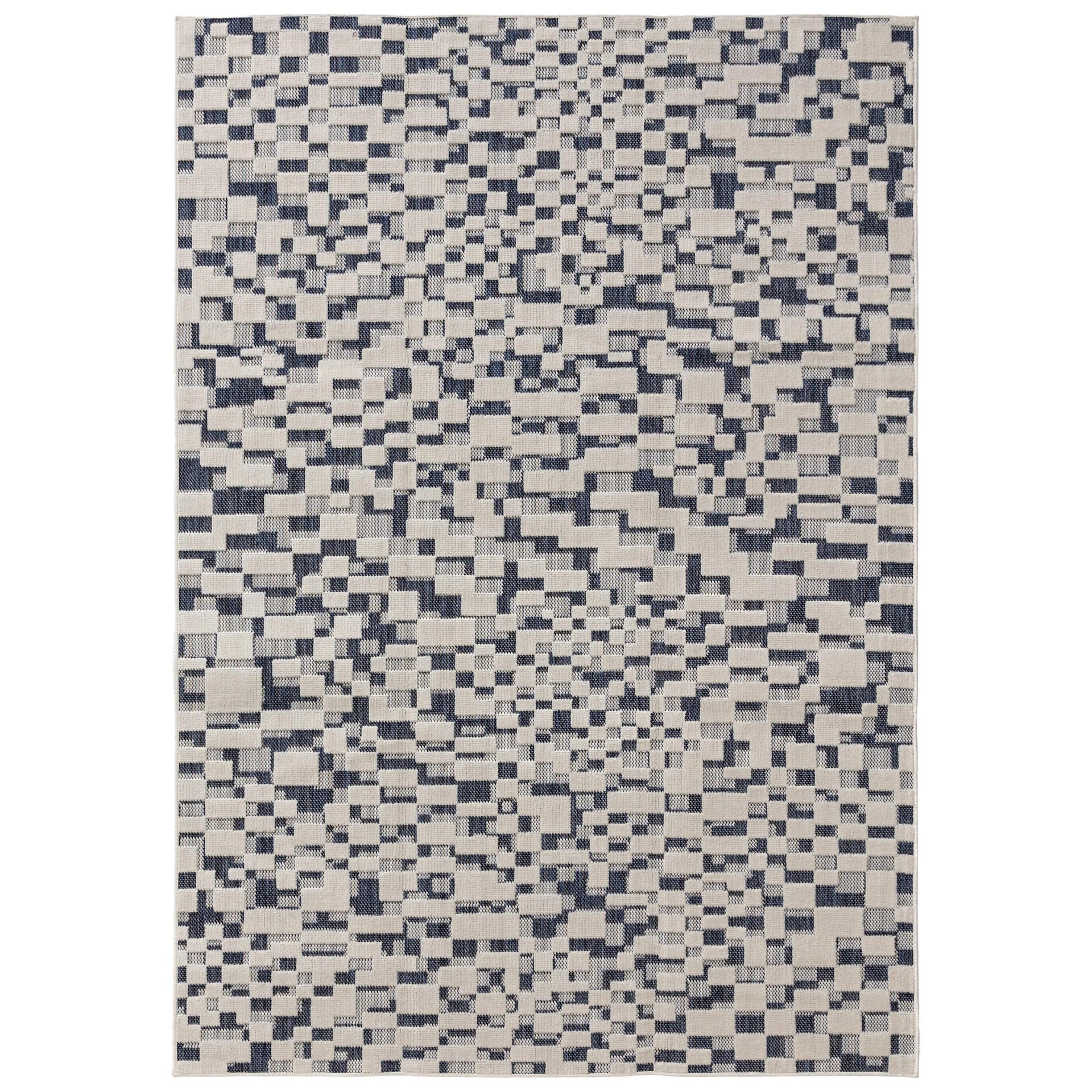 In- & Outdoor-Teppich Kano Blau/Weiß
