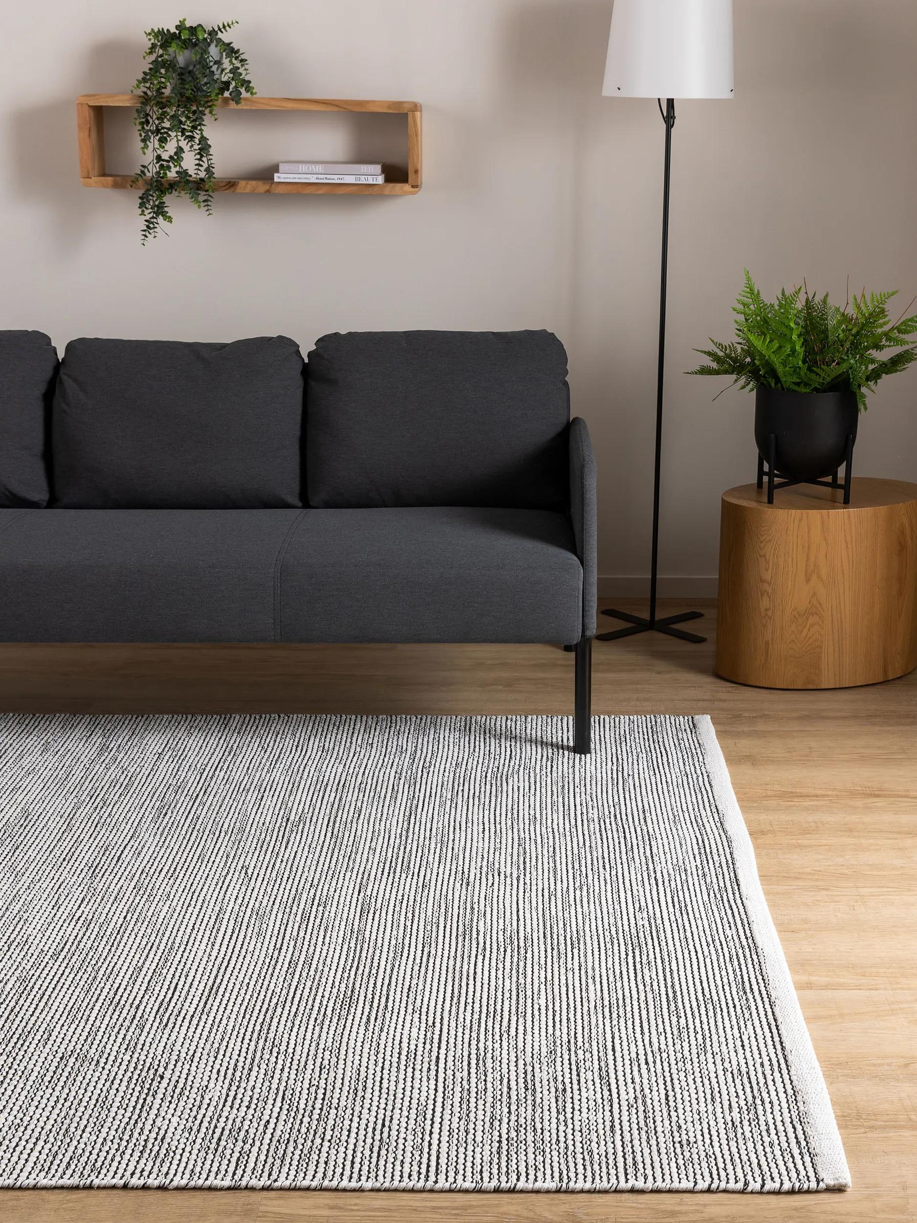 Baumwollteppich Riga Beige/Schwarz