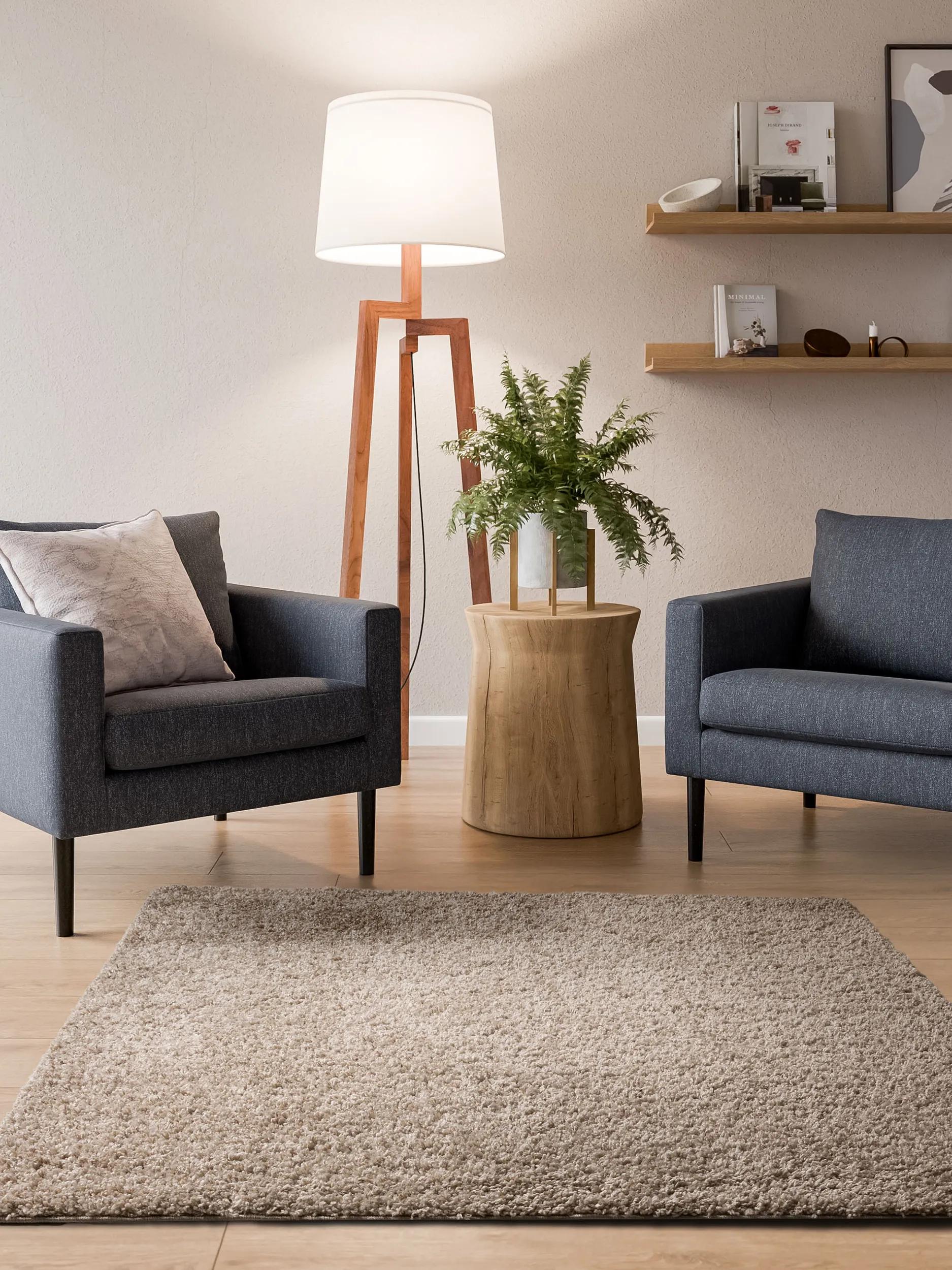 Waschbarer Hochflorteppich Sofia Beige