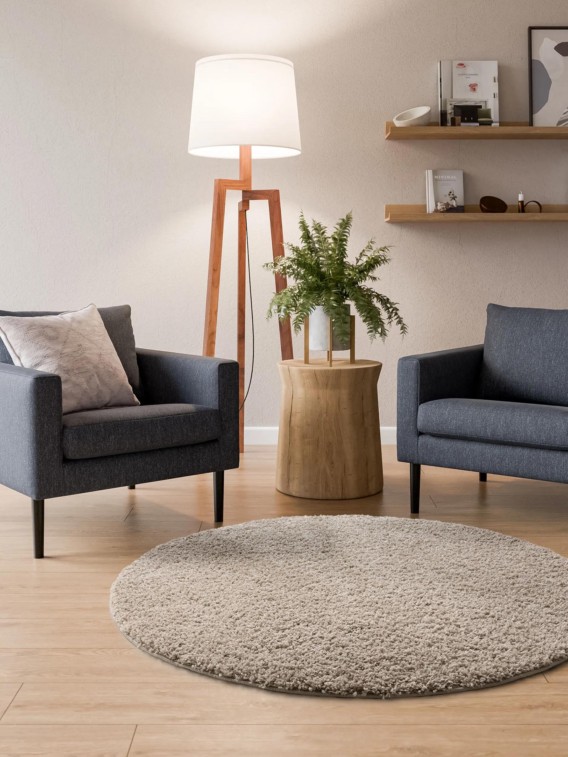 Waschbarer Hochflorteppich Sofia Beige