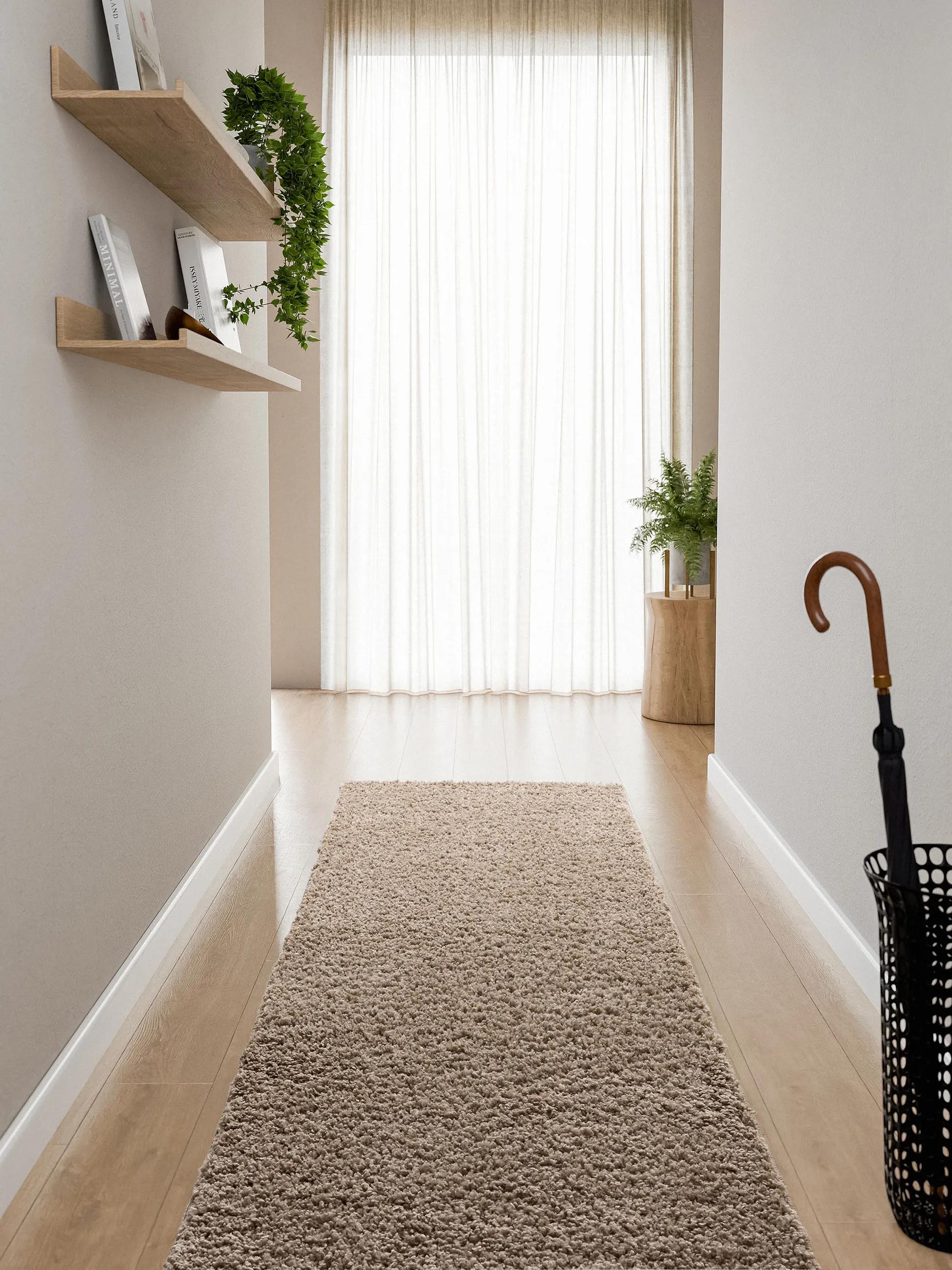 Waschbarer Hochflorteppich Sofia Beige